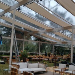 Cobertura área social externa - Cobertura transparente para eventos em São Paulo e Região Opções Coberturas