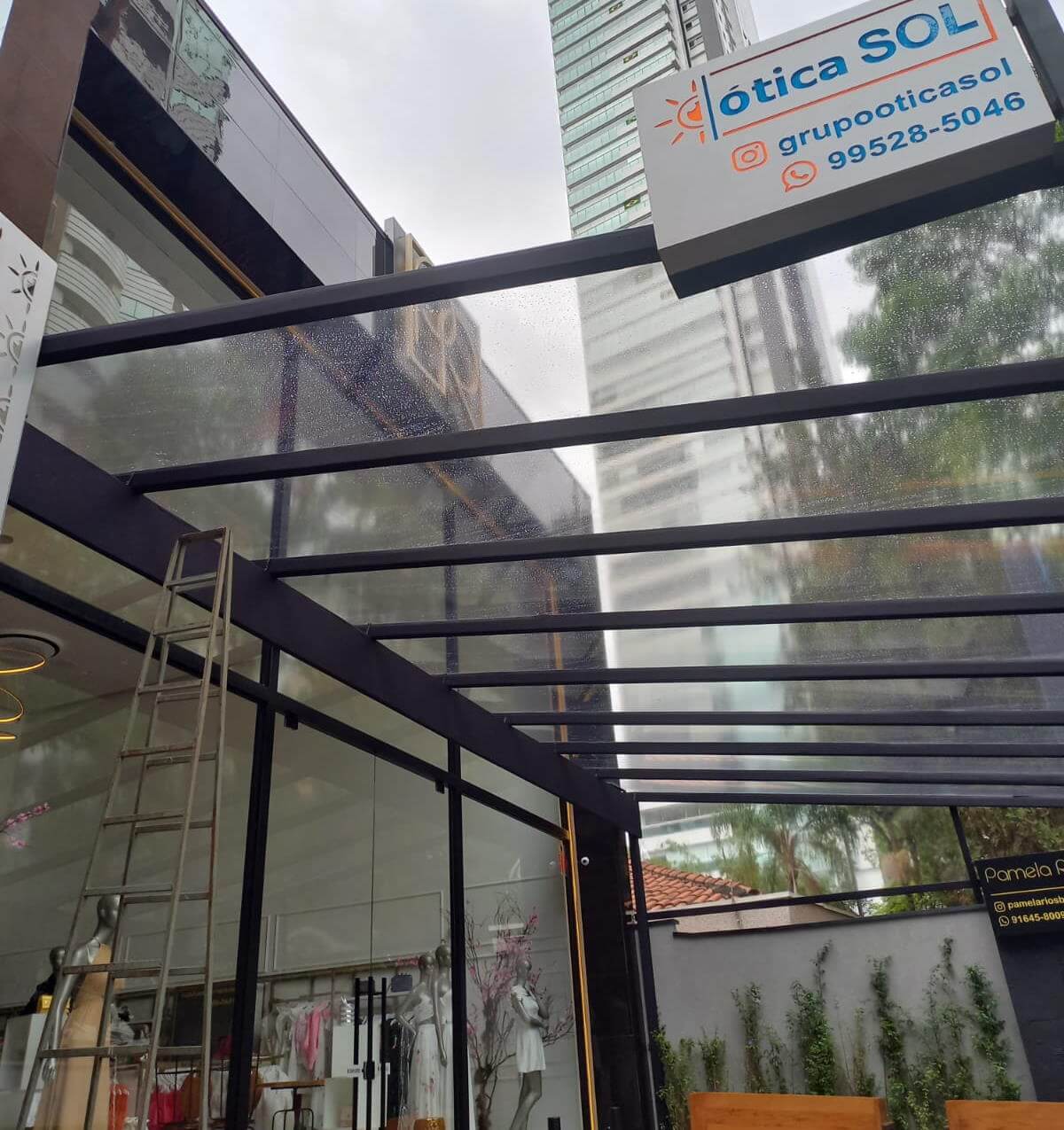 Cobertura frente de loja - Cobertura transparente para eventos em São Paulo e Região Opções Coberturas