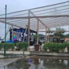Cobertura estrutura bege e teto transparente Opcoes Coberturas para eventos